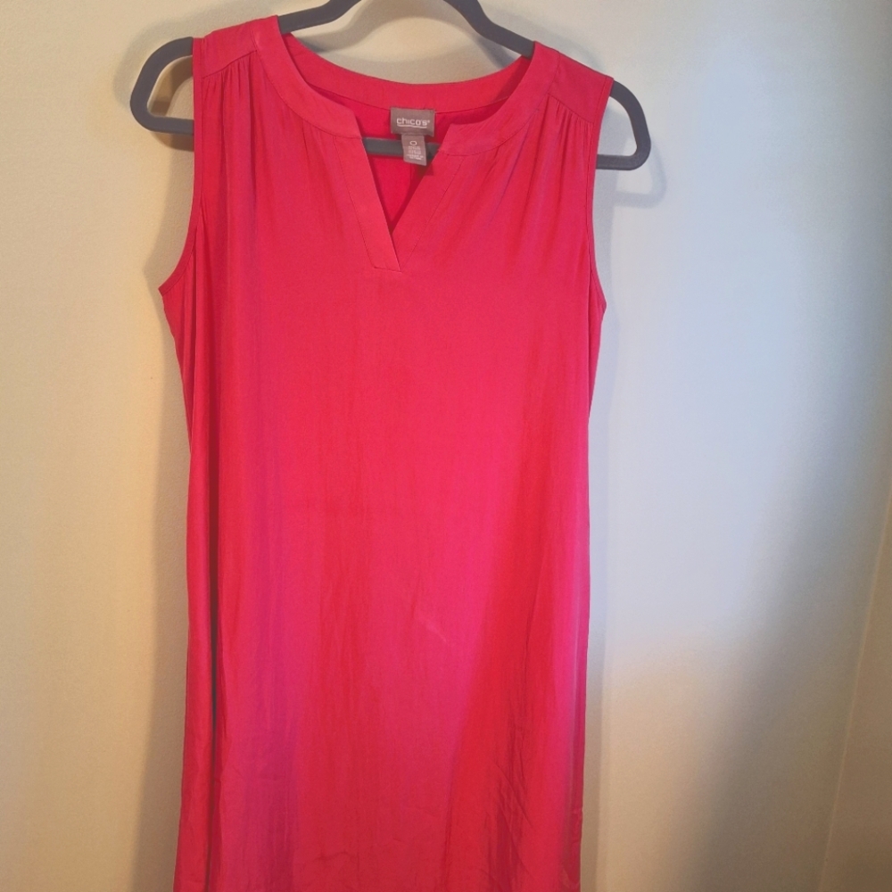 Chico's Hot Pink Tank Dress Vibrant Sleeveless Style Size 12